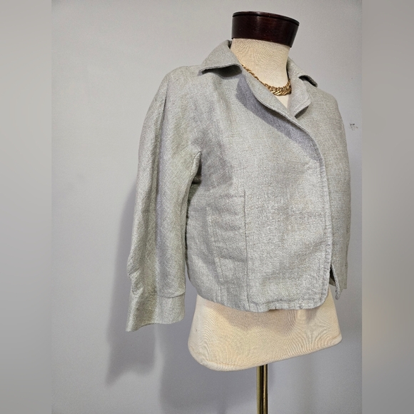 Lida Baday Light Grey Linen Cropped Jacket With Silk lining. Size 6 - Picture 2 of 14